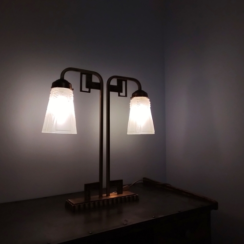 アール・デコ 双灯テーブルランプ