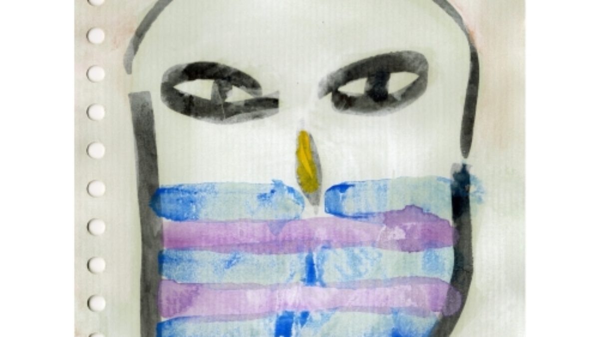 内野隆文　夜のフクロウ　絵画　ドローイング　素描　梟　カワイイ　額付　真作 内野隆文「フクロウ」 | アトリエウチノ｜atelier uchino