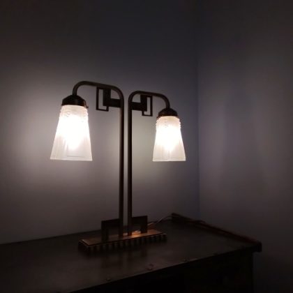 アール・デコ 双灯テーブルランプ